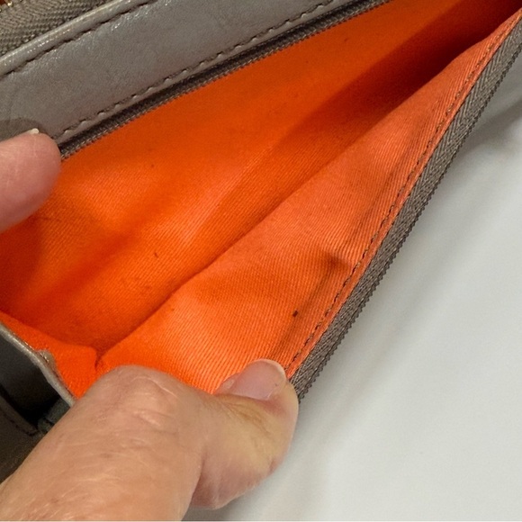 Fossil Gray Cutout Dot Zip Around Wallet With Wrist Strap - Picture 7 of 15